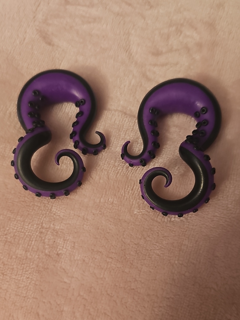Purple & Black Octopus Tentacle Gauge Earrings